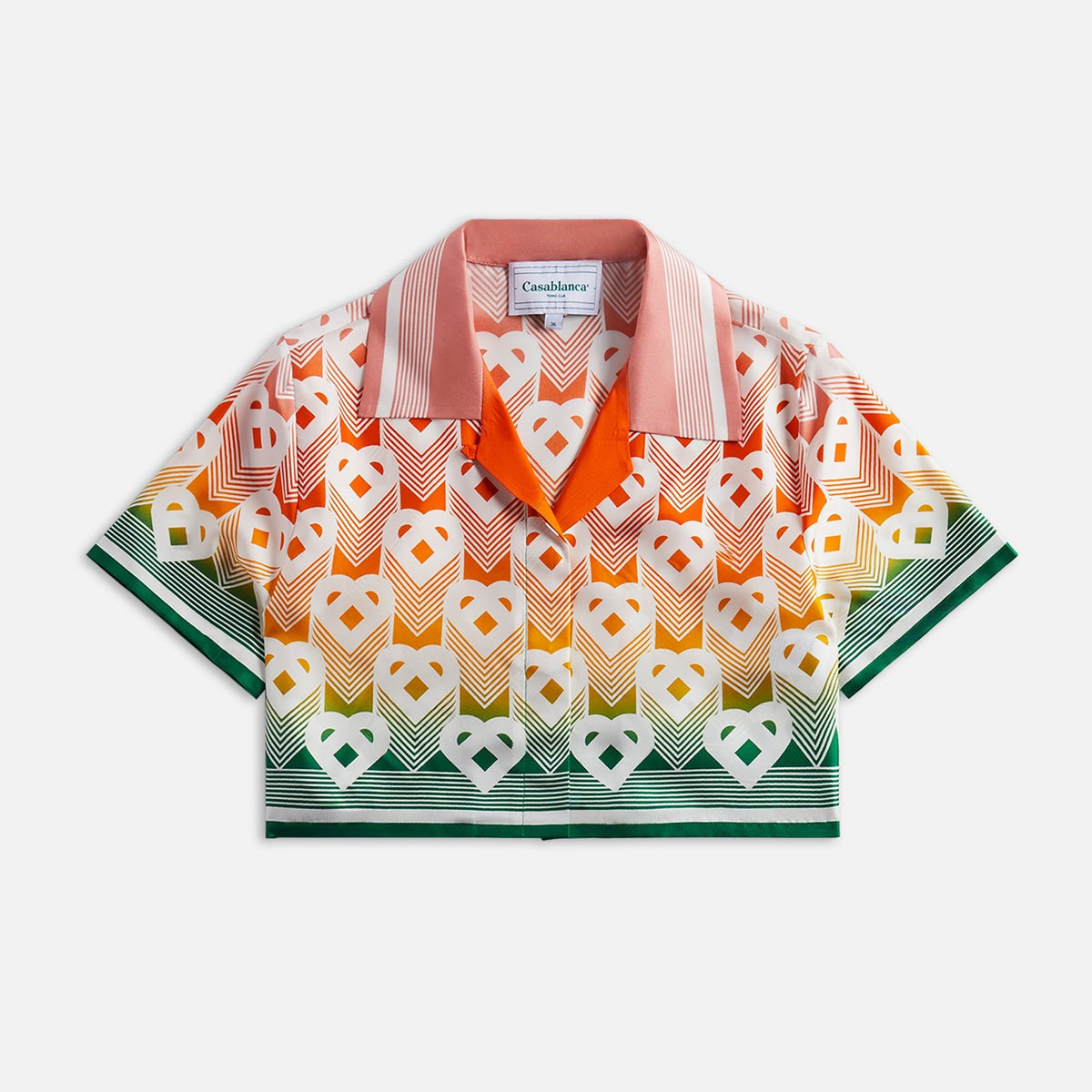 Casablanca Cuban Collar Cropped Shirt - Heart Monogram