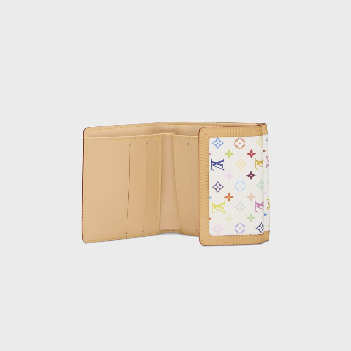 WGACA Louis Vuitton Monogram Multicolor Porte-Monnaie Flat Wallet - White / Multi