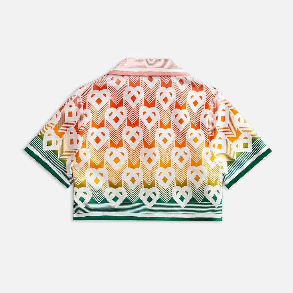 Casablanca Cuban Collar Cropped Shirt - Heart Monogram