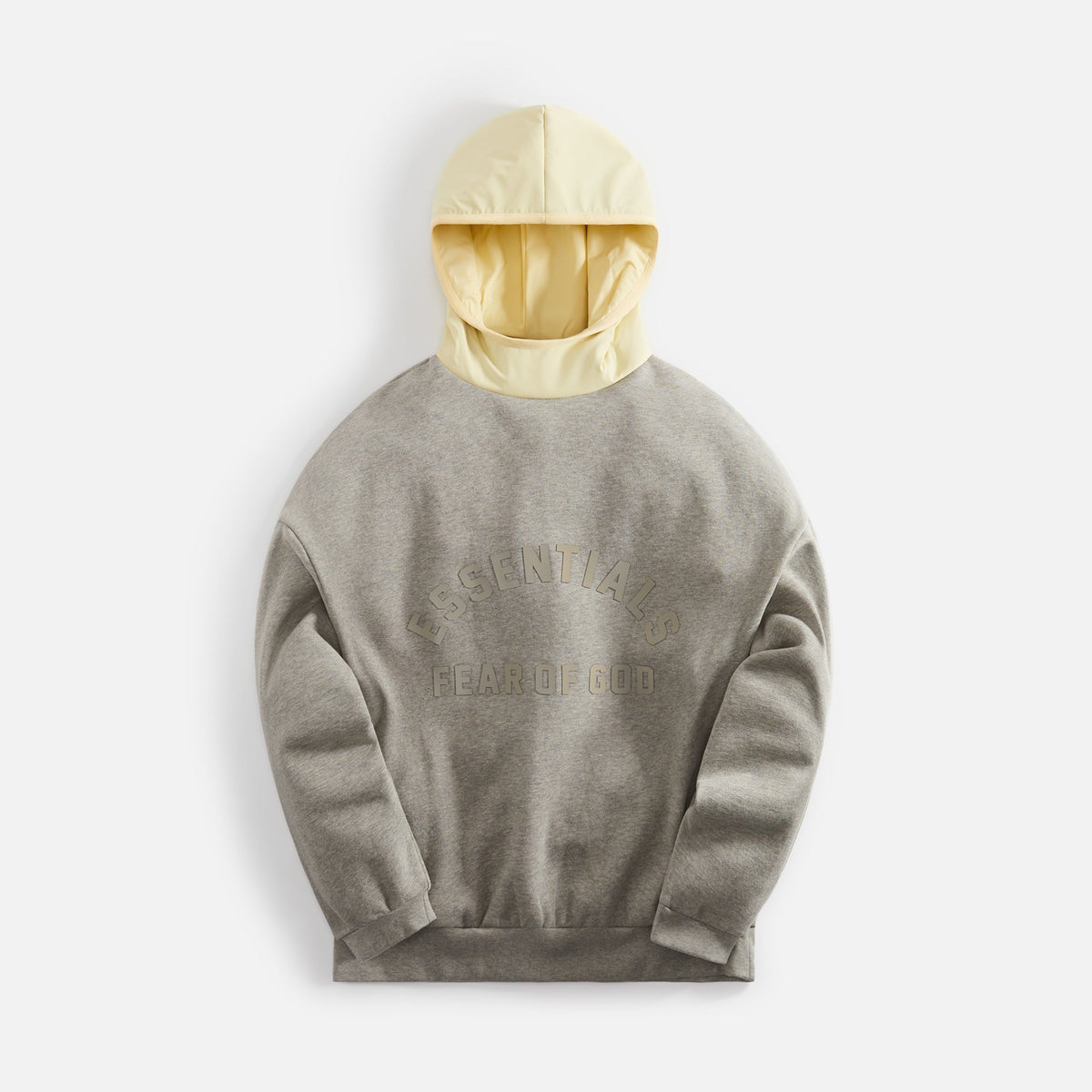 Essentials Nylon Fleece Hoodie - Dark Heather Oatmeal / Garden Yellow