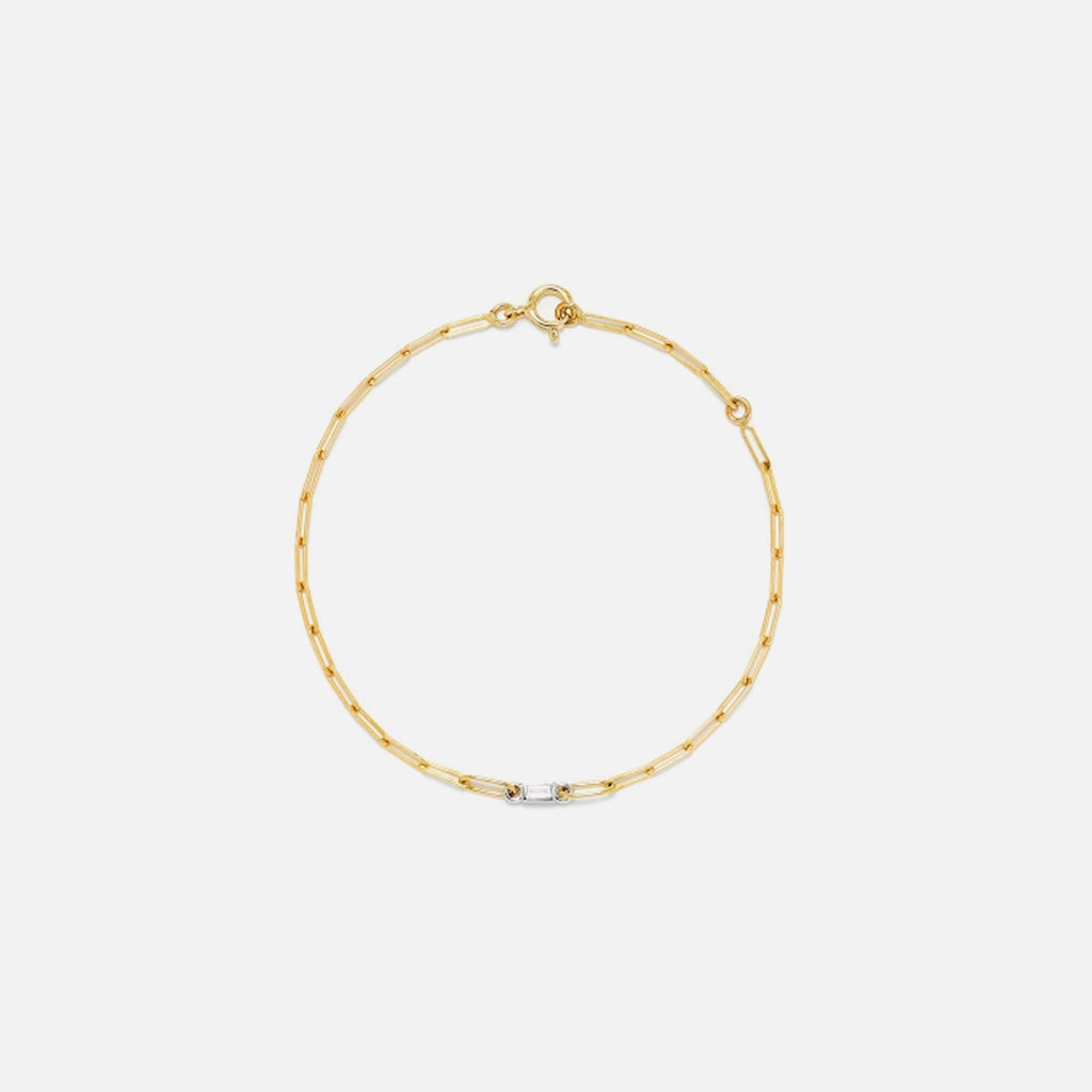 Yvonne Leon Bracelet PM 1 Baguettes Clos Diamant Small Link - Yellow