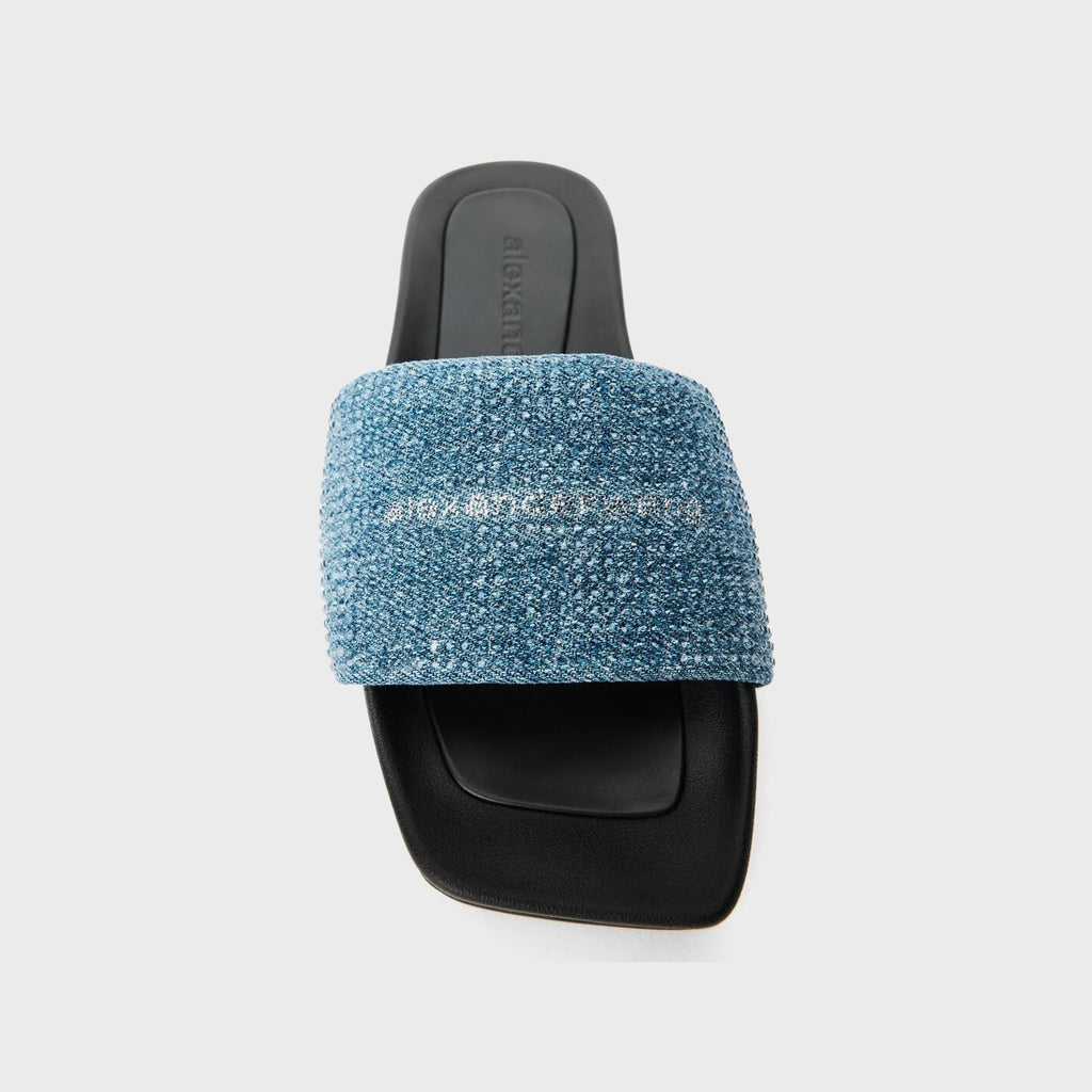 Alexander Wang Crystal Denim AW Pool Slide - Vintage Medium Indigo