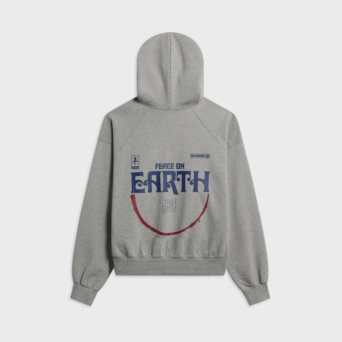 KOZABURO Poe Print Zip Up Hoodie - Gray