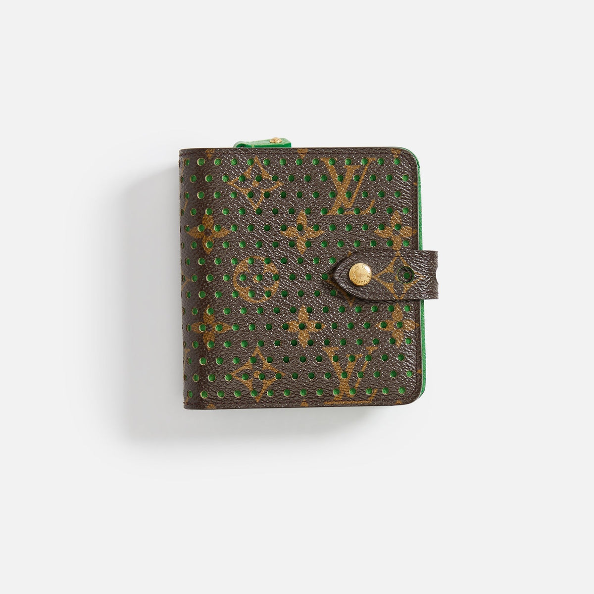 WGACA Louis Vuitton Perforated Zippy Compact Wallet - Green