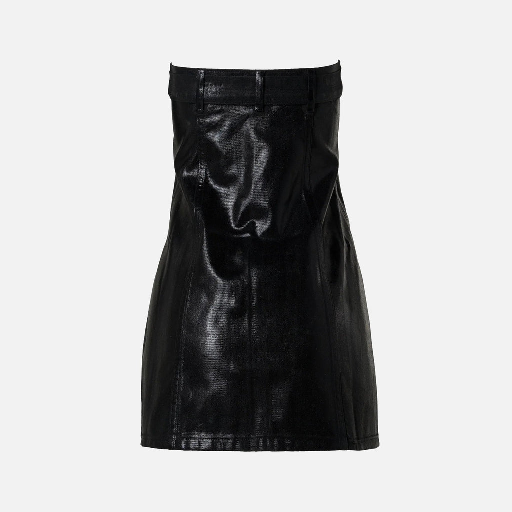 Ganni Foil Denim Corsage - Black