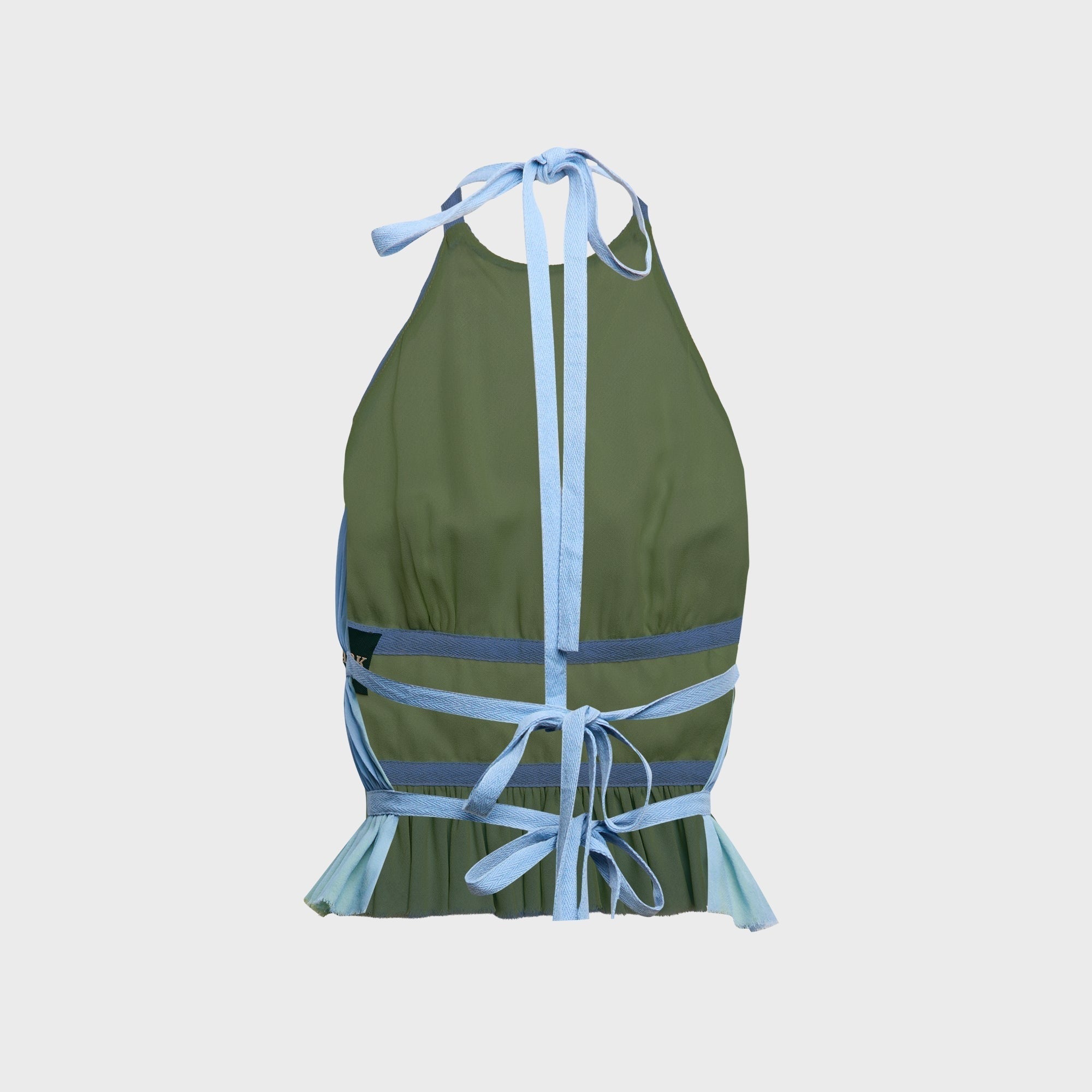 Tae Park Chiffon Wrap Top - Sky Blue / Matcha
