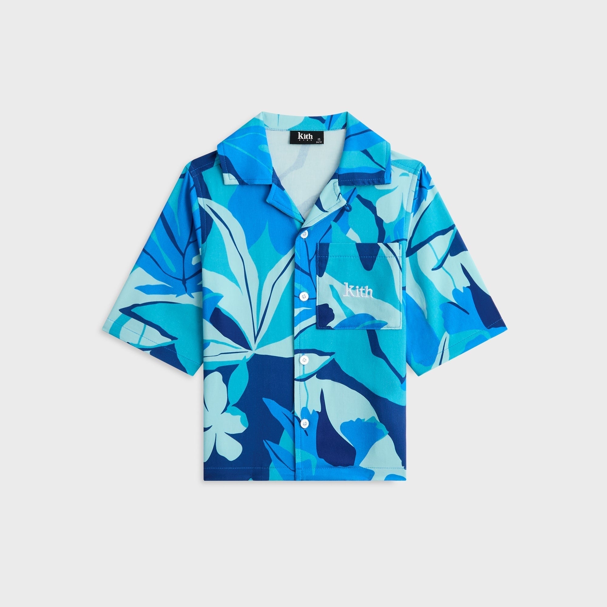 Kith Kids Abstract Tropical Thompson Camp Shirt - Turquoise