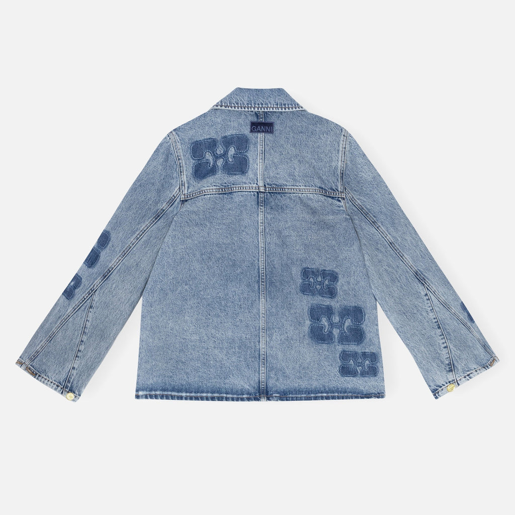 Ganni Patch Denim Jacket - Blue Stone
