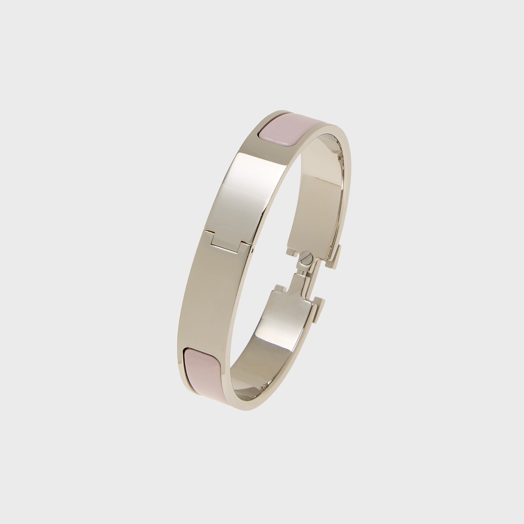 WGACA Hermes Pink Enamel Clic Clac 'H' Bracelet - Pink / Silver