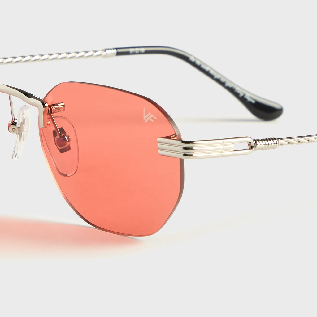 Vintage Frames Detroit Player Rimless Drill Mount 24KT White Gold Sunglasses - Burnt Orange