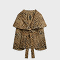 Norma Kamali Shawl Collar Peplum Jacket - Cheetah Patch