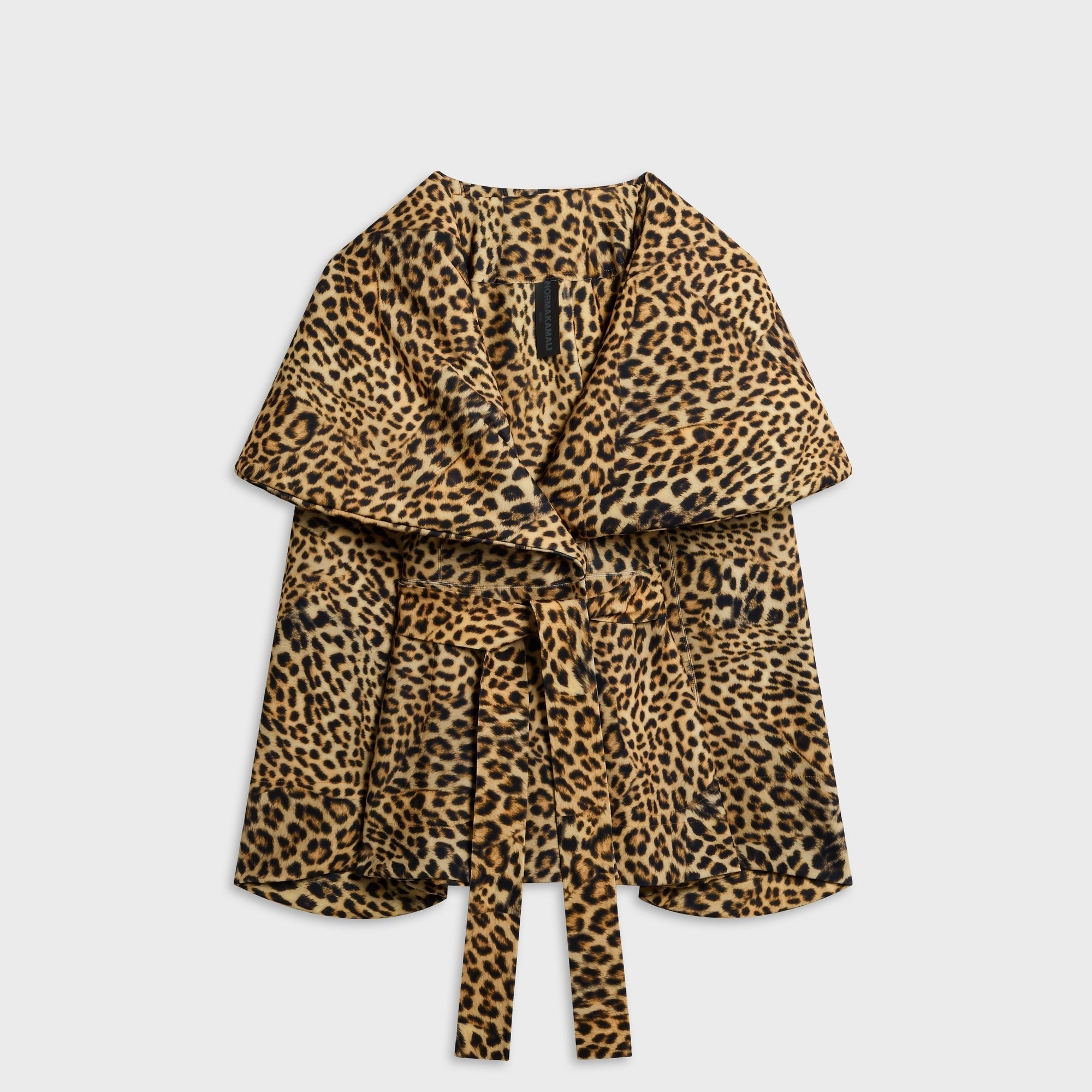 Norma Kamali Shawl Collar Peplum Jacket - Cheetah Patch