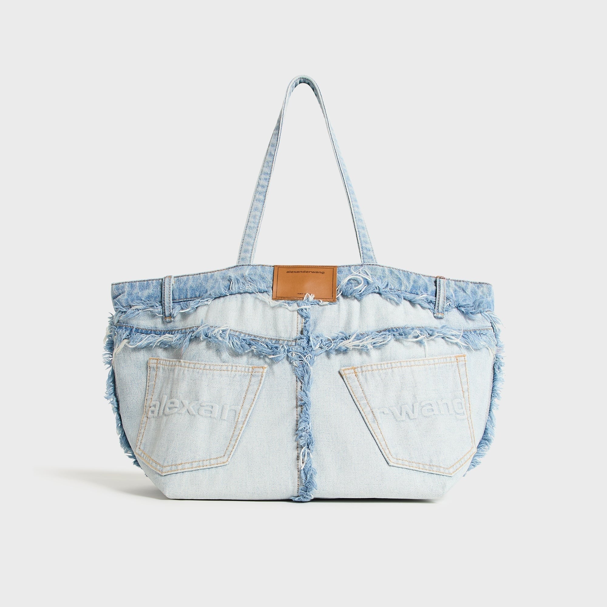 Alexander Wang Punch Denim Fray Tote Bag - Bleach Blue