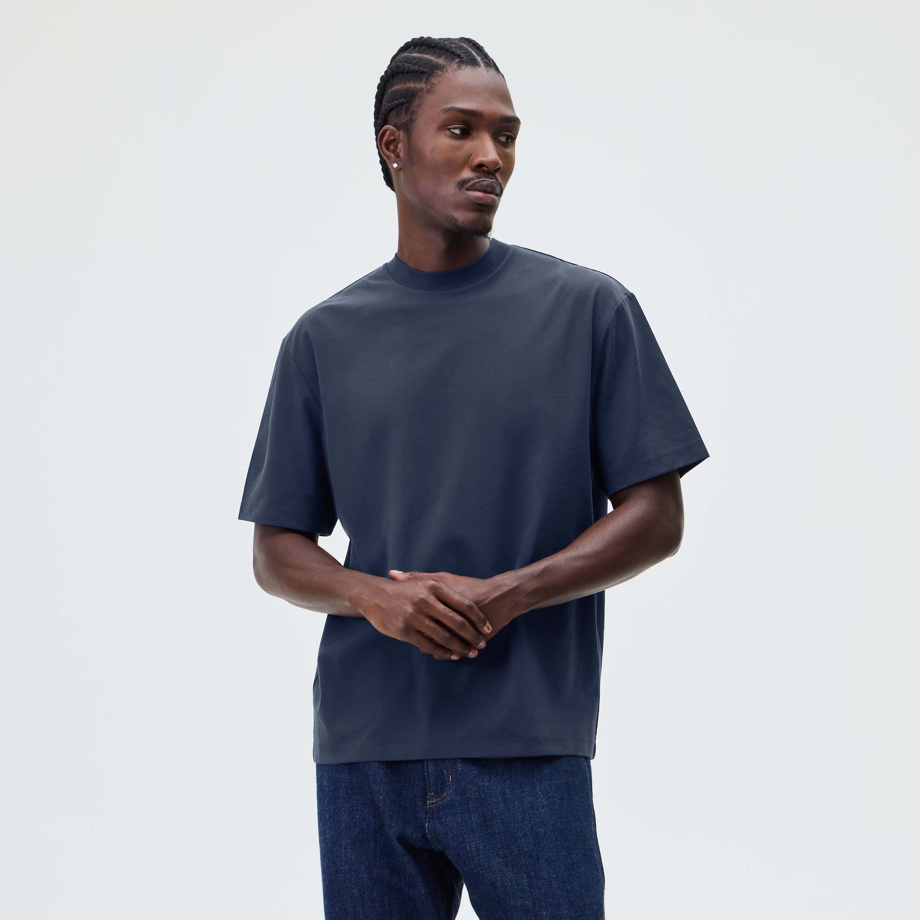 &Kin Mock Neck Albie Tee - Nocturnal