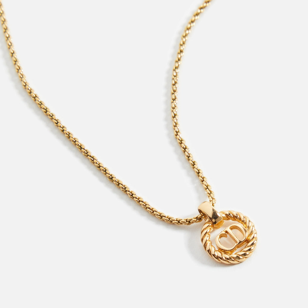 WGACA Dior CD Crystal Circle Necklace - Gold