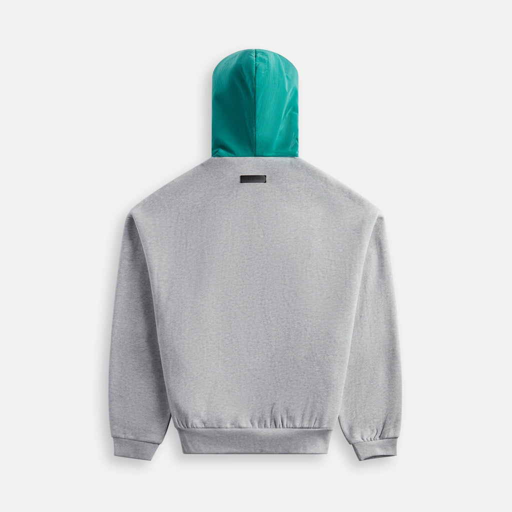 Essentials Nylon Fleece Hoodie - Light Heather Grey / Mint Leaf