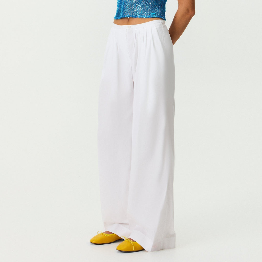 Kith Women Tahli Poplin Pleated Wide Pant - White