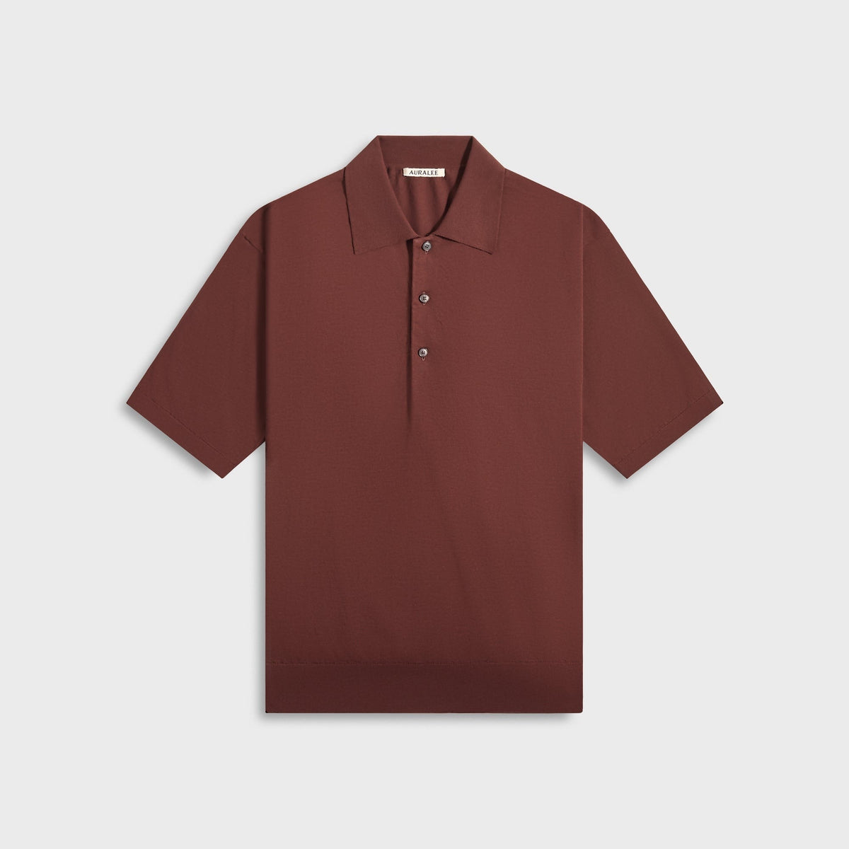Auralee Super High Gauge Cotton Knit Polo - Brown