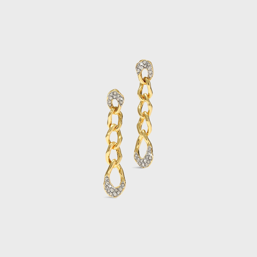 Alexis Bittar Solanales Crystal Chain Link Drop Earrings - Gold