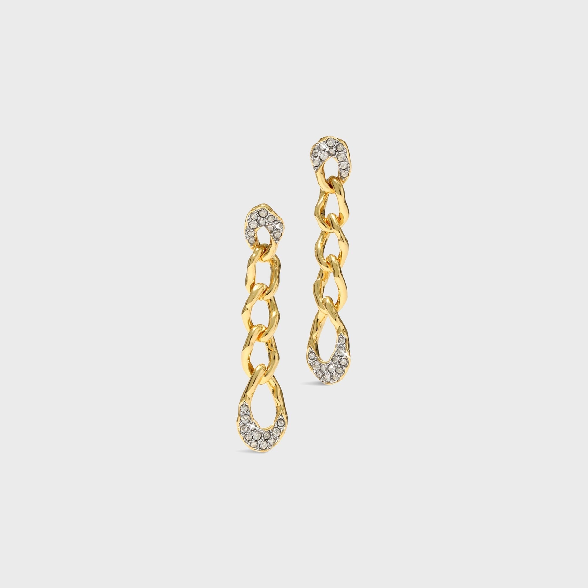 Alexis Bittar Solanales Crystal Chain Link Drop Earrings - Gold