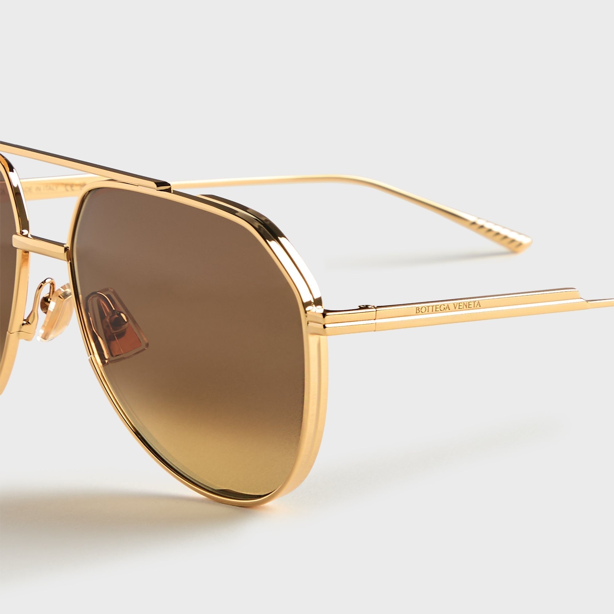Bottega Veneta Light Ribbon 60MM Pilot Sunglasses - Gold / Brown