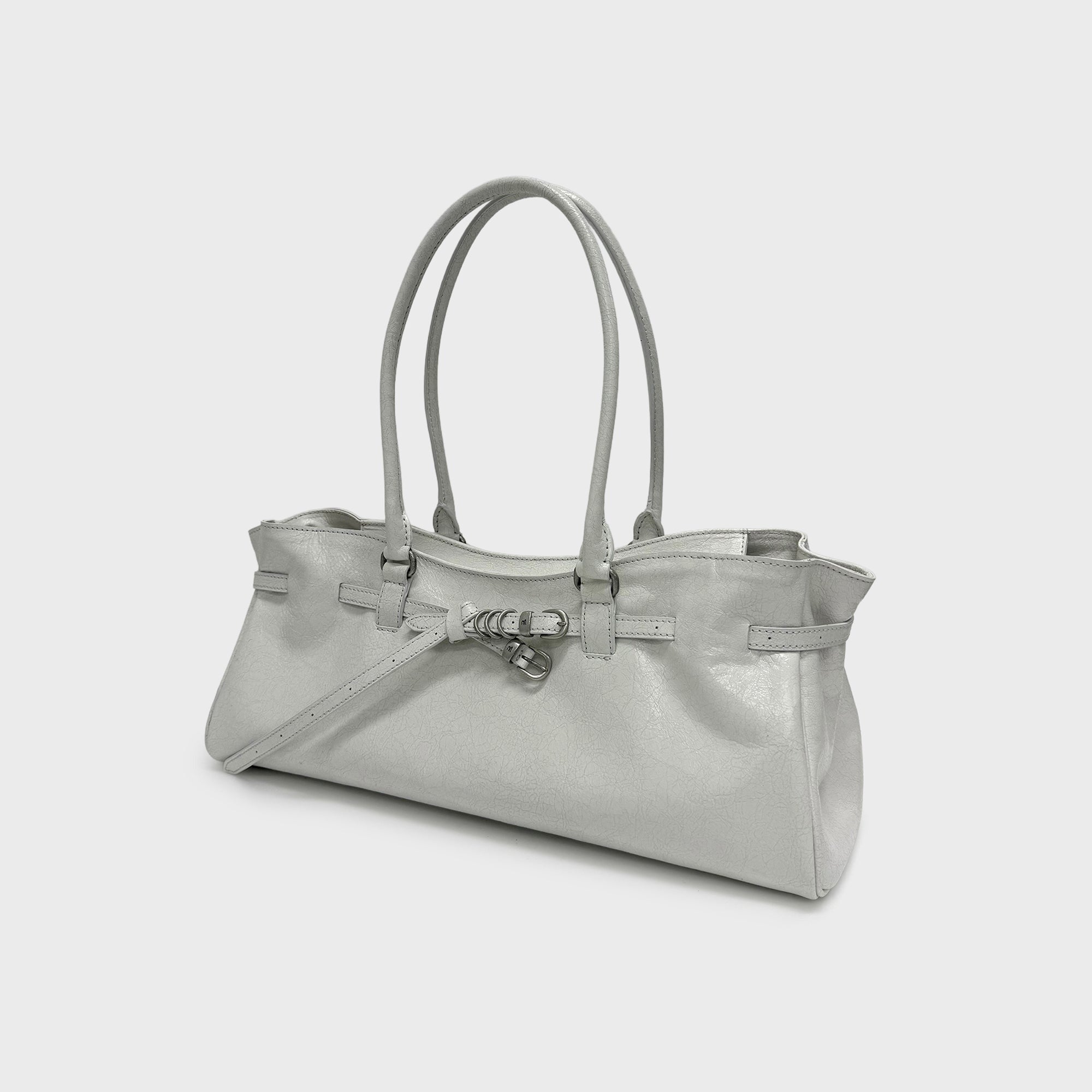 MARGESHERWOOD Grandma Used Shoulder Bag - Off White Cracked
