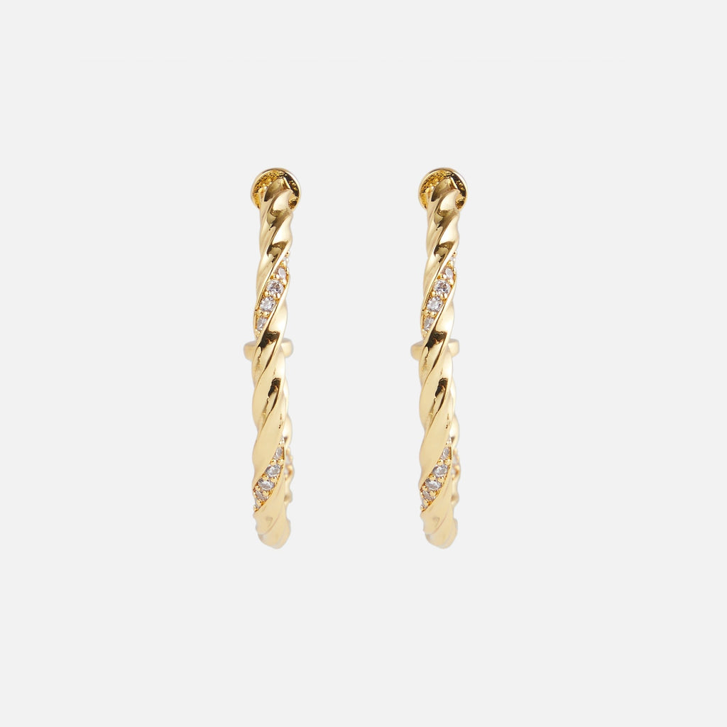 Crystal Haze Rope Chain Hoops - Gold