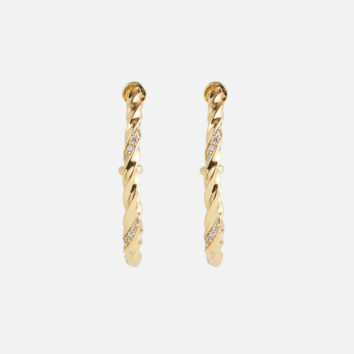 Crystal Haze Rope Chain Hoops - Gold