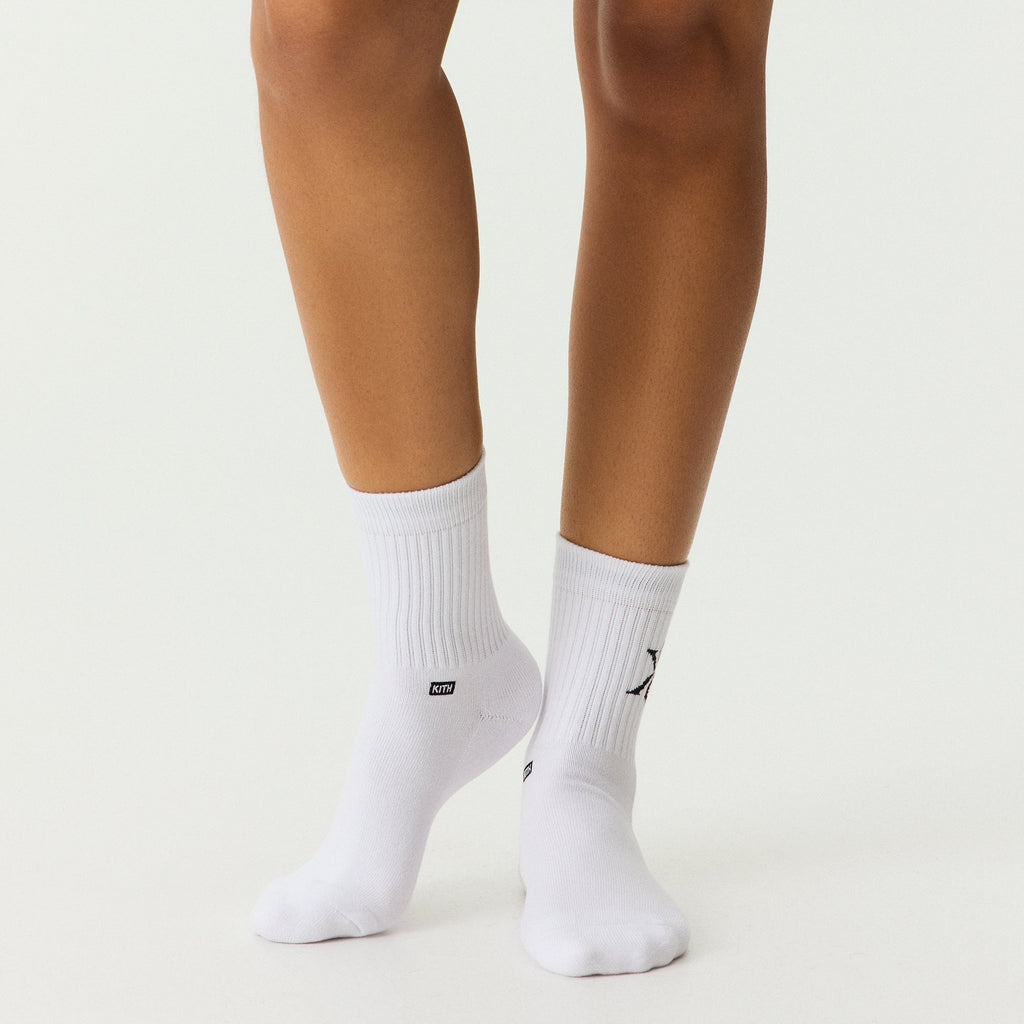 Kith Women Crest Cotton Mid Crew Socks - White