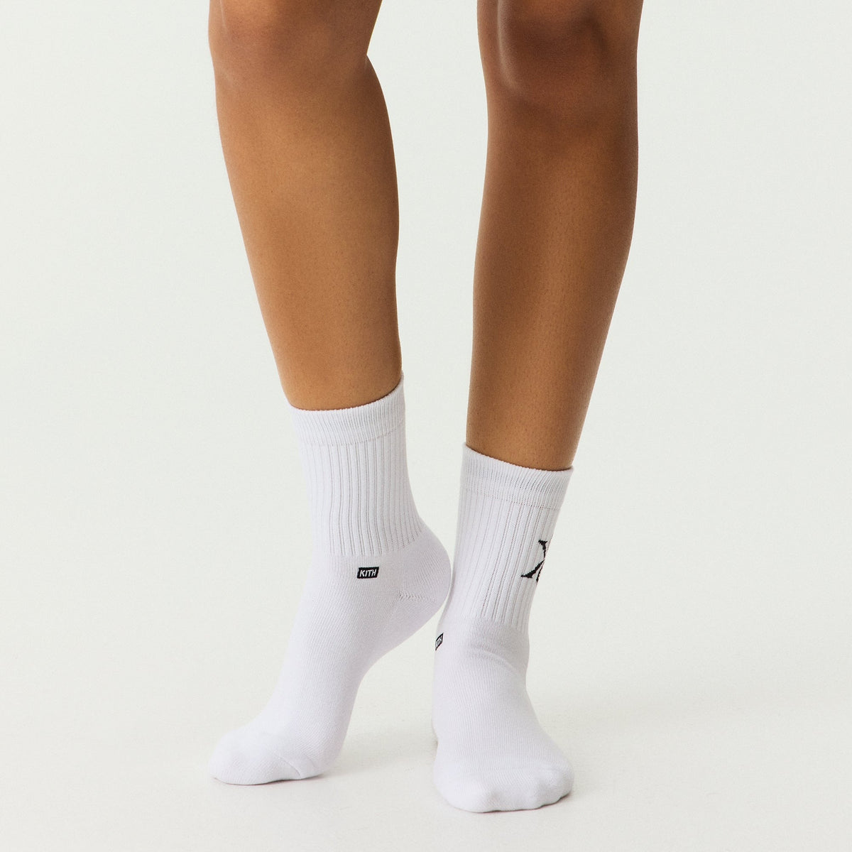 Kith Women Crest Cotton Mid Crew Socks - White