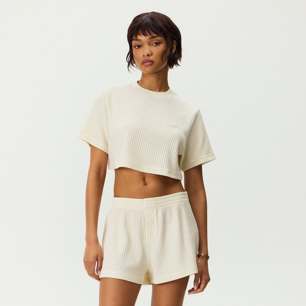 Kith Women Fei Waffle Cropped Tee - Sandrift