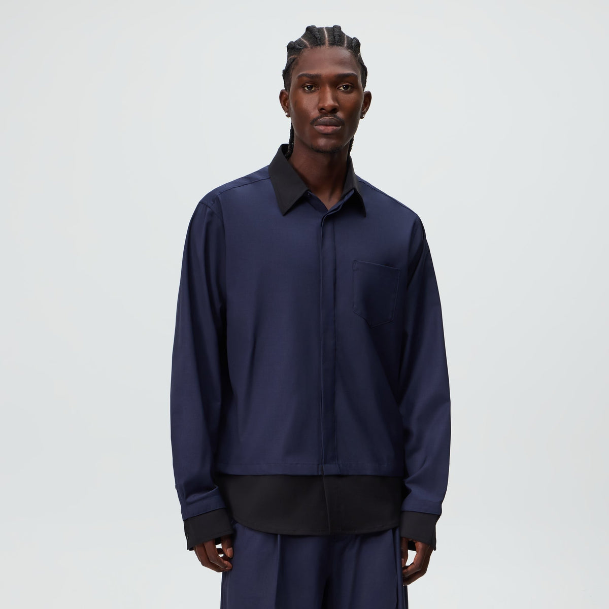&Kin Tropical Wool Nico Shirt - Nocturnal