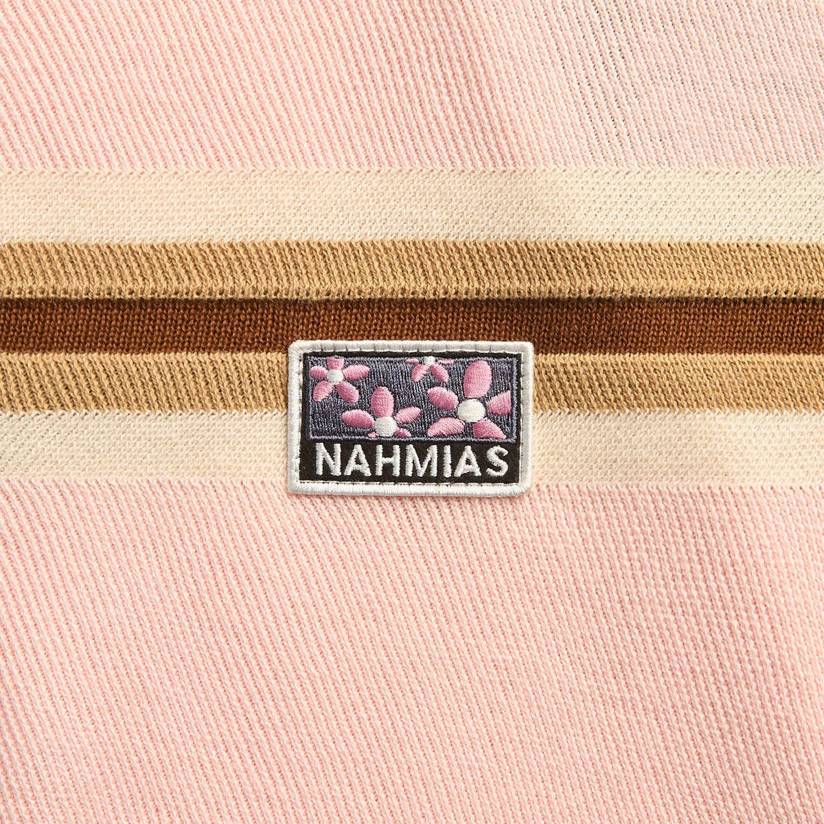 NAHMIAS Knit Striped Polo - Soft Pink Stripe