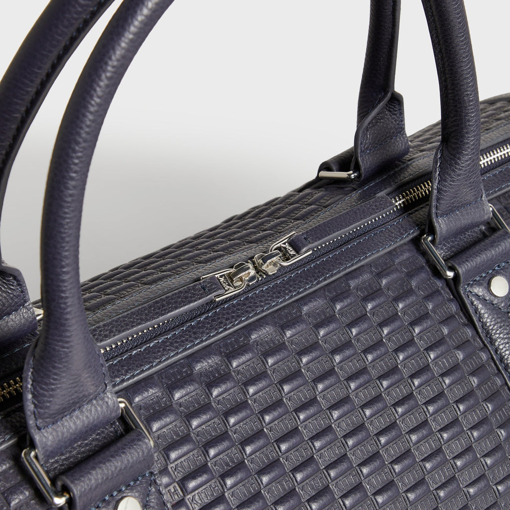 Kith Monogram Tumbled Leather Traveler K55 Duffle Bag - Ink