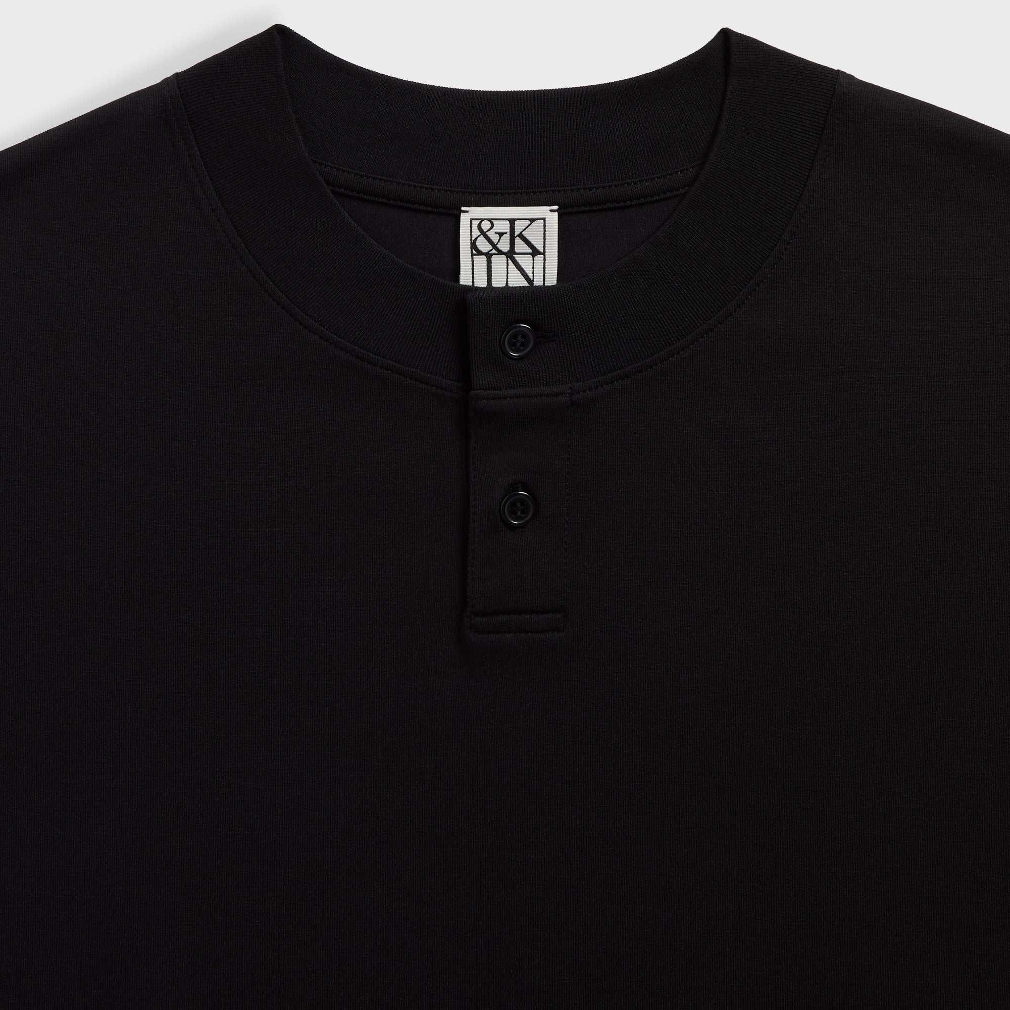 &Kin Albie Henley Tee - Black