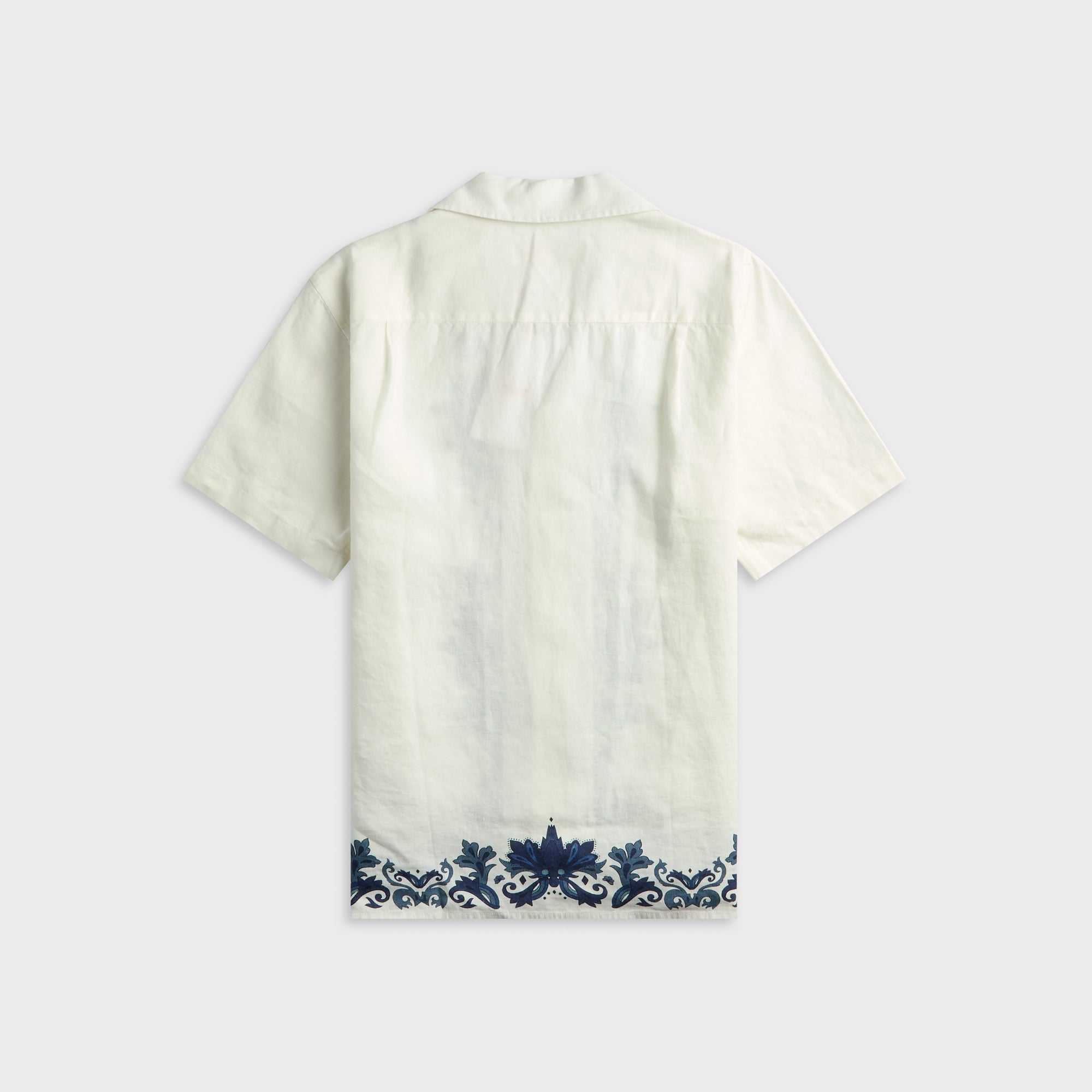 Orlebar Brown Maitan Linen Relaxed Fit Mirabello Border Shirt - White / Night Iris