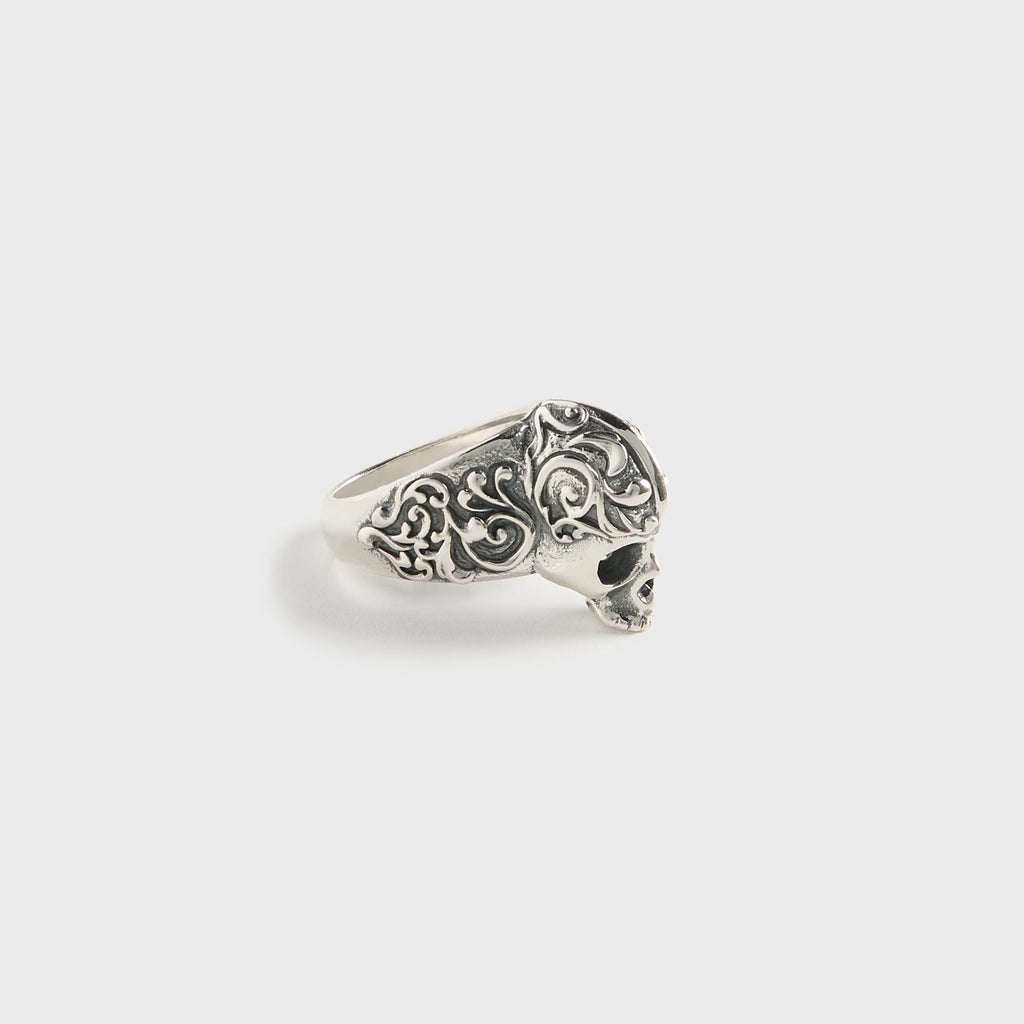Emanuele Bicocchi Flourish Skull Ring Large - Silver