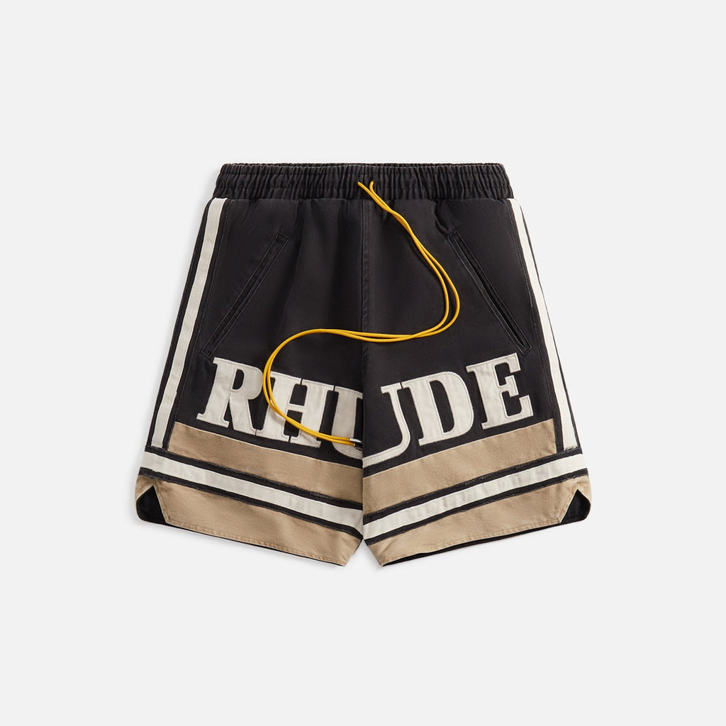Rhude Embroidered Logo Short - Black / Khaki