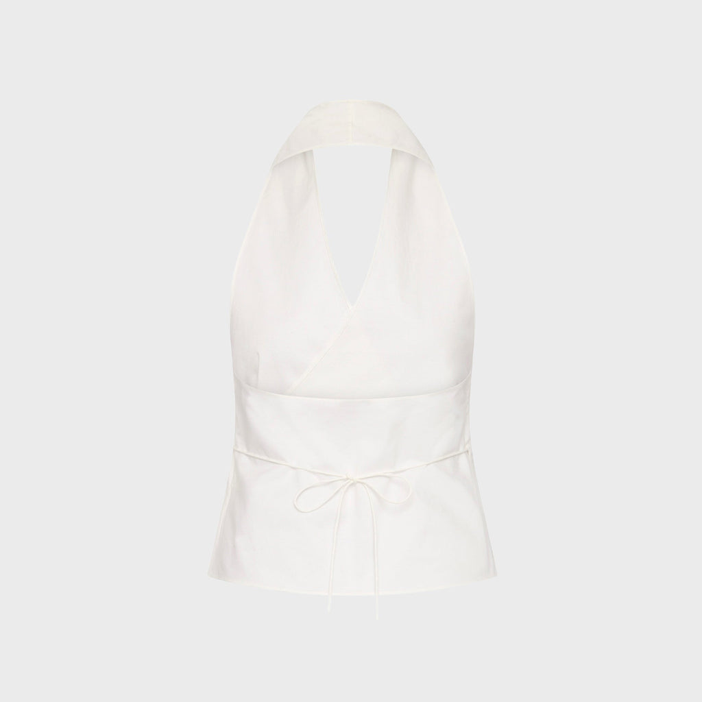 St. Agni Oxford Wrap Top - White