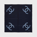 WGACA Chanel Square Silk Scarf - Navy