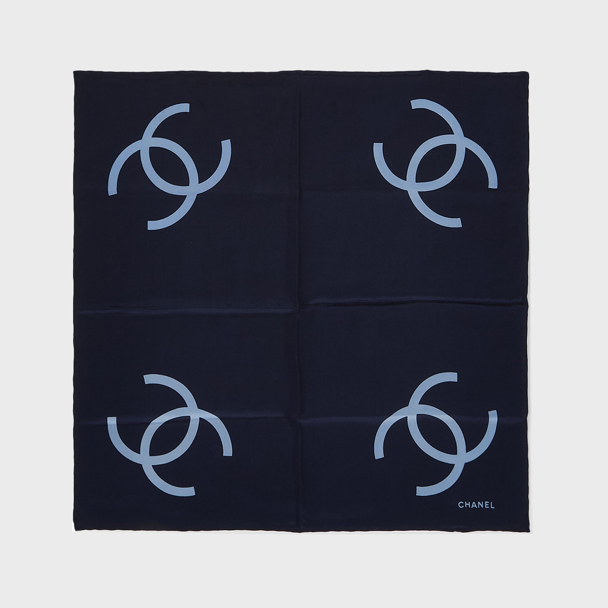 WGACA Chanel Square Silk Scarf - Navy