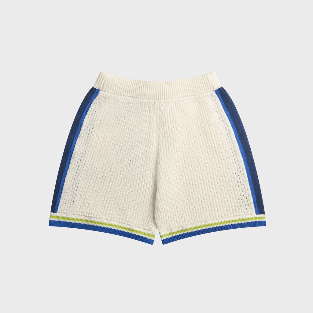 Casablanca Side-Stripe Crochet Short - White / Blue