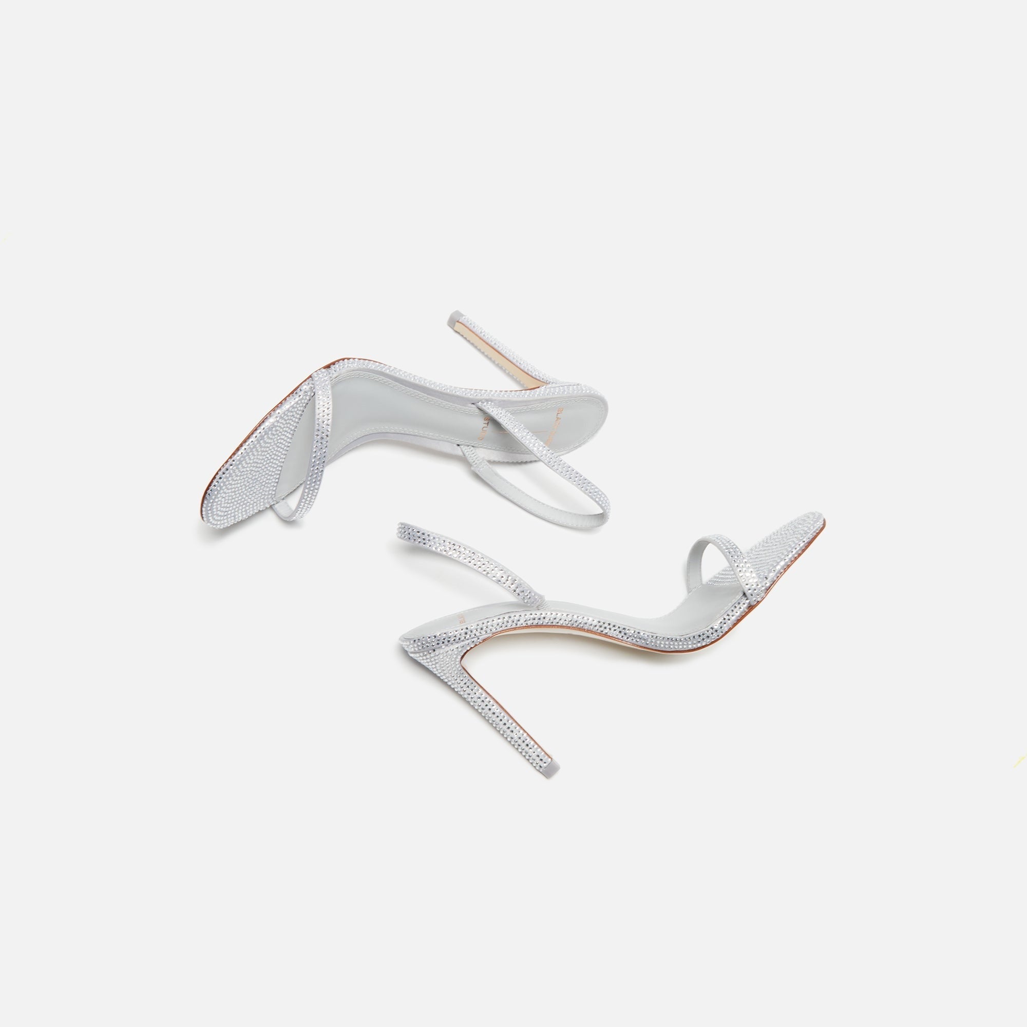 Black Suede Studio Luciana - Grey Satin / Matching Stones