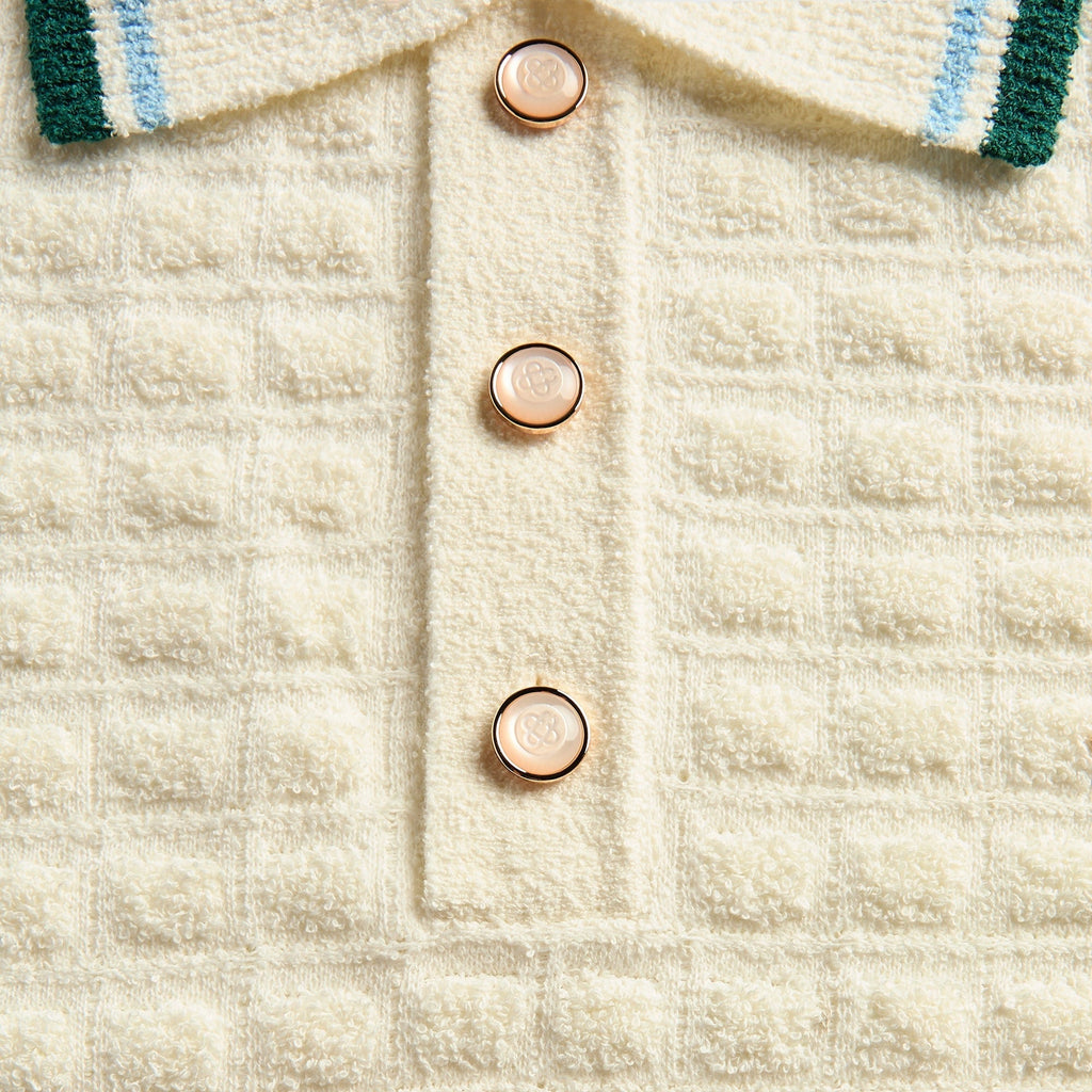 Casablanca Boucle Short Sleeve Polo Shirt - White