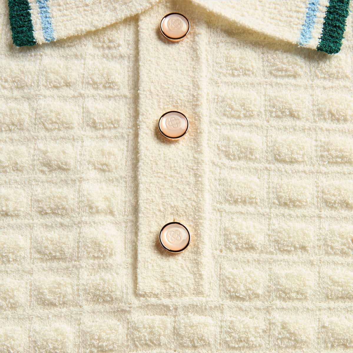 Casablanca Boucle Short Sleeve Polo Shirt - White