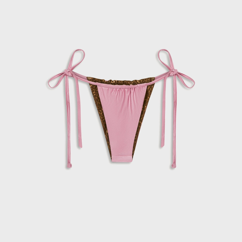 Frankies Bikinis Tia Reversible Satin Bikini Bottom - Vintage Cheetah