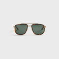 Gucci GG2073S Navigator Frame Sunglasses - Gold / Havana / Green