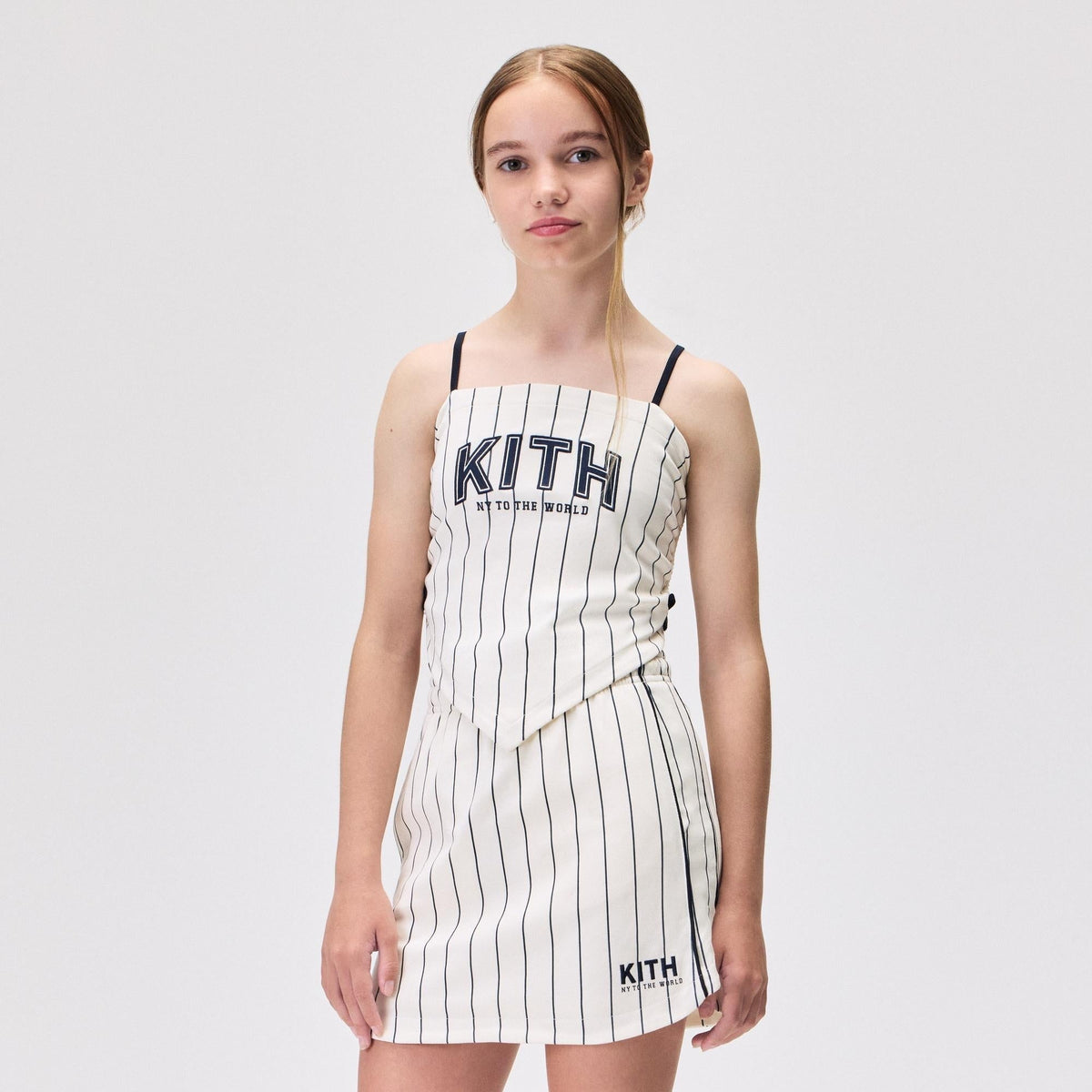 Kith Kids Pinstripe Baseball Ivy Top - Silk
