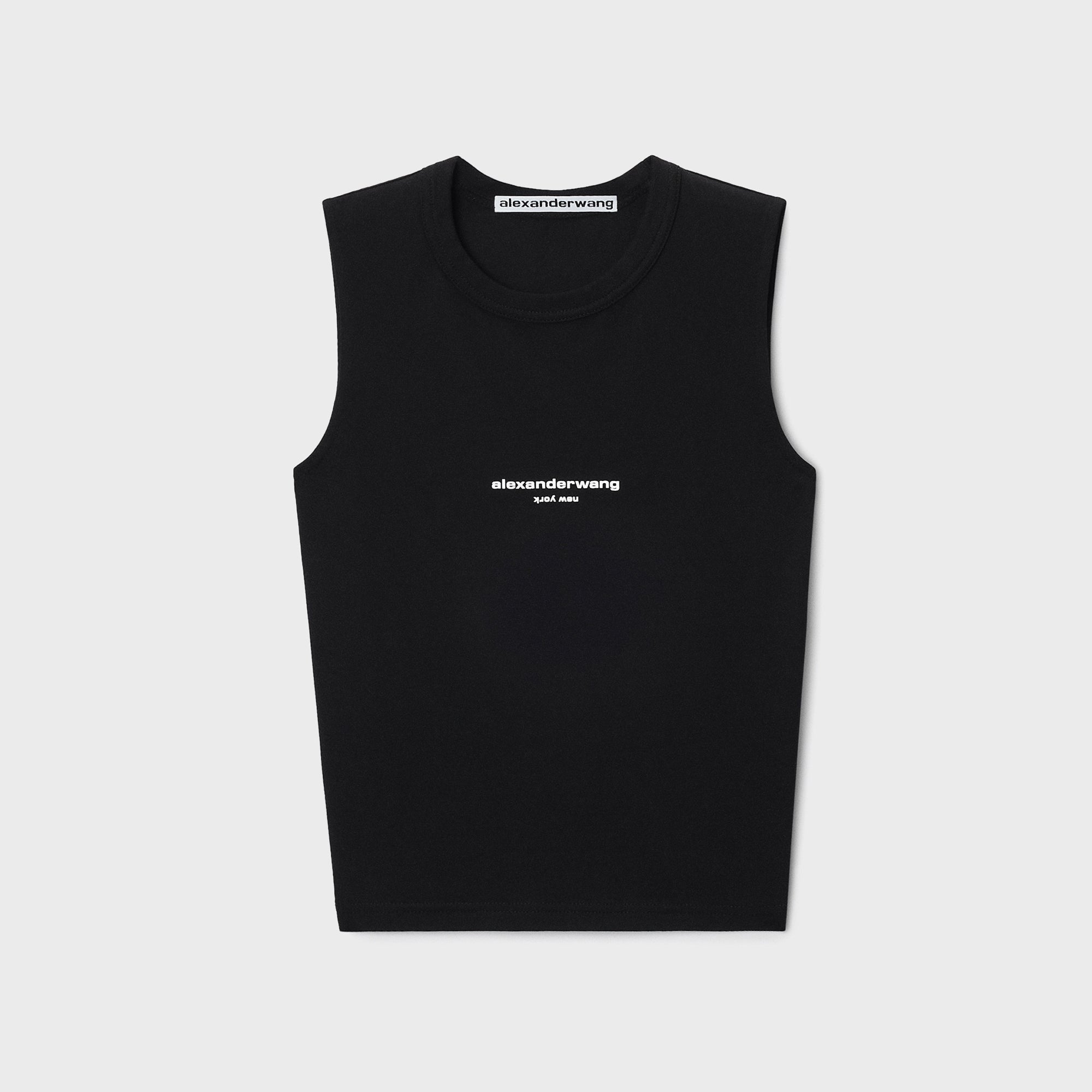 Alexander Wang Logo Print Fitted Tank Top - Black