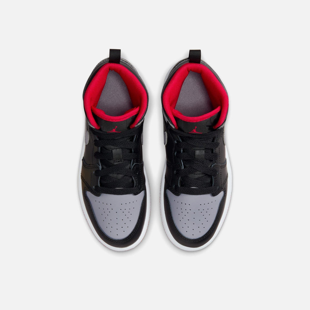 Jordan PS Air Jordan 1 Mid - Black / Cement Grey / Fire Red White